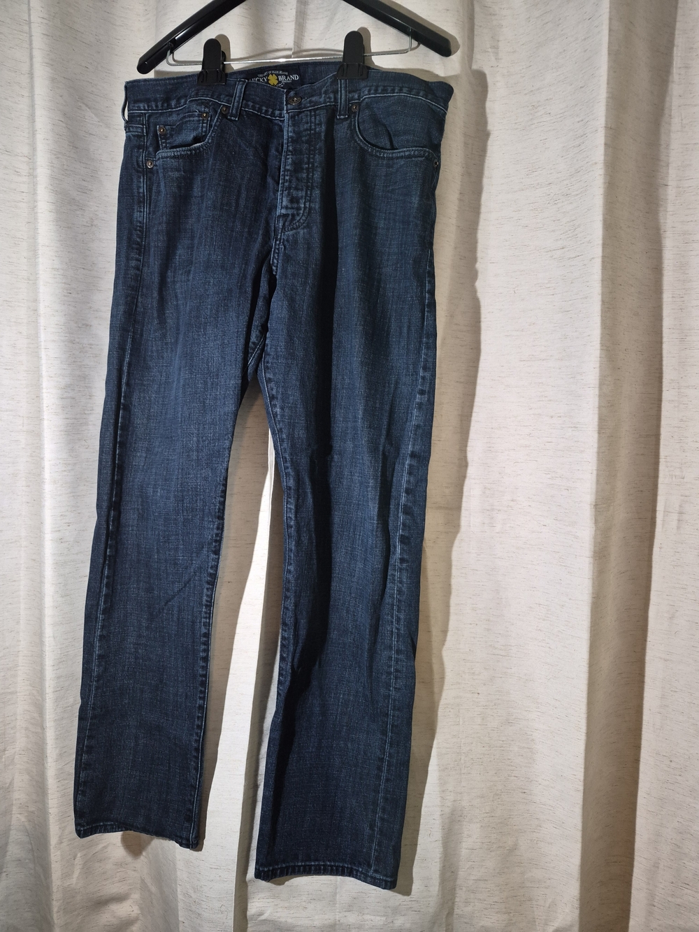 Lucky Brand Mens Blue Denim Jeans Size 36 Straight Fit Stretch Dark Wash